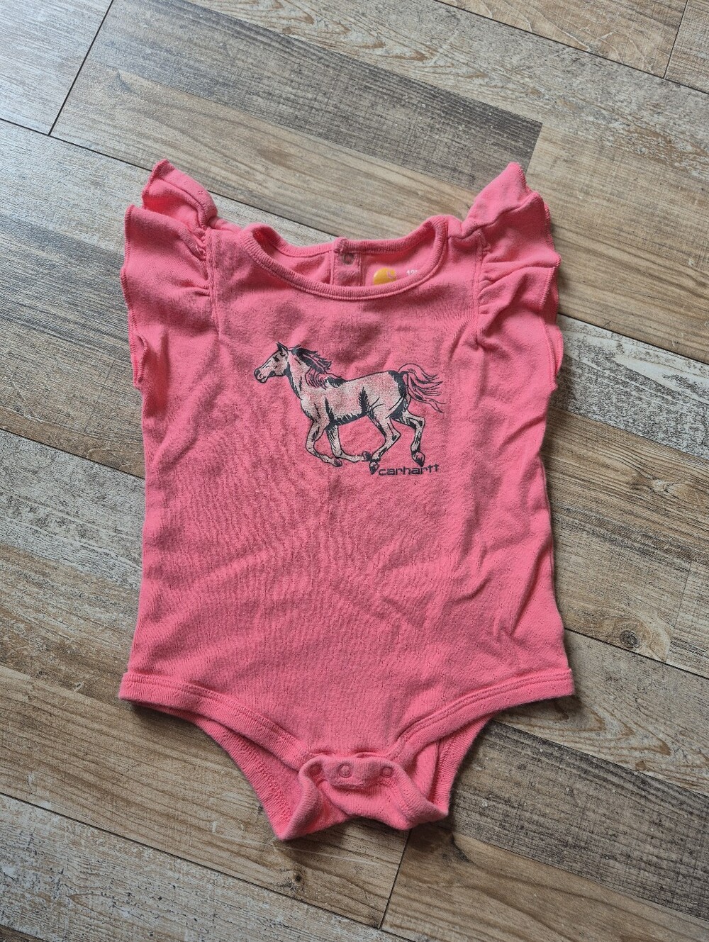 Carhartt Pink Horse Ruffle-Sleeve Bodysuit